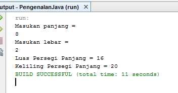 Kode Program Java: Menghitung Keliling Persegi Panjang

