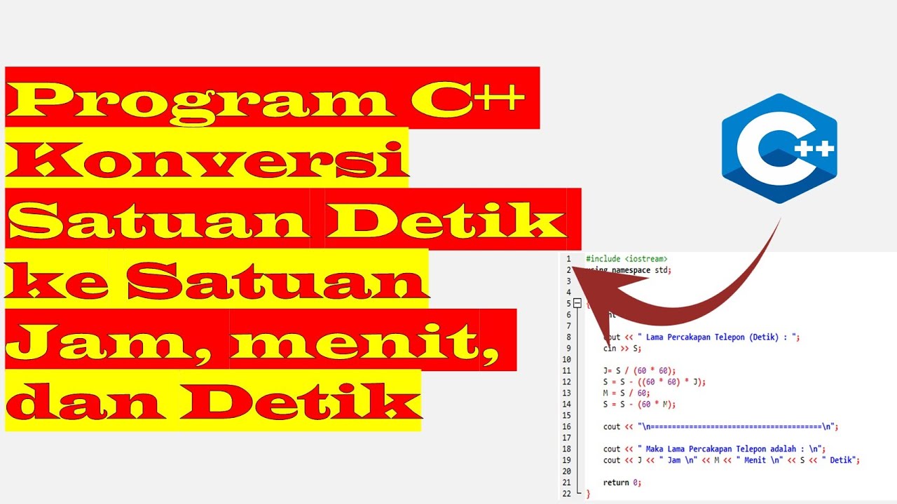 Latihan Kode Program C++: Konversi Detik ke Menit dan Jam
