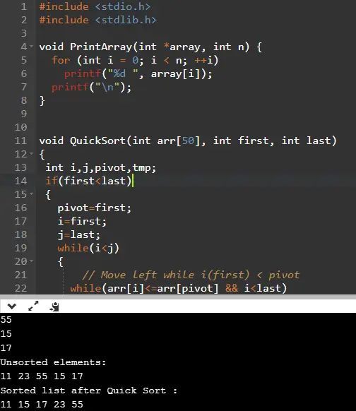 Kode Program C++: Mengurutkan Angka (Algoritma Quick Sort)
